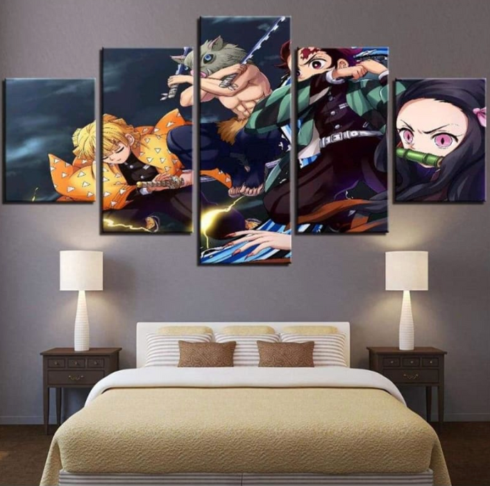 Tableau Demon Slayer - Tanjiro, Nezuko, Zenitsu et Inosuke