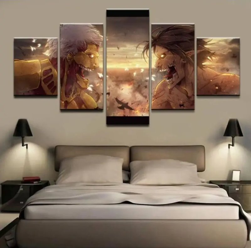 Tableau Attaque des Titans - Titan Assaillant Vs Titans Cuirrassé - Magasin Manga