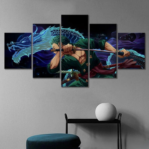 Tableau One Piece Roronoa Zoro Dragon 5 Pieces - Magasin Manga